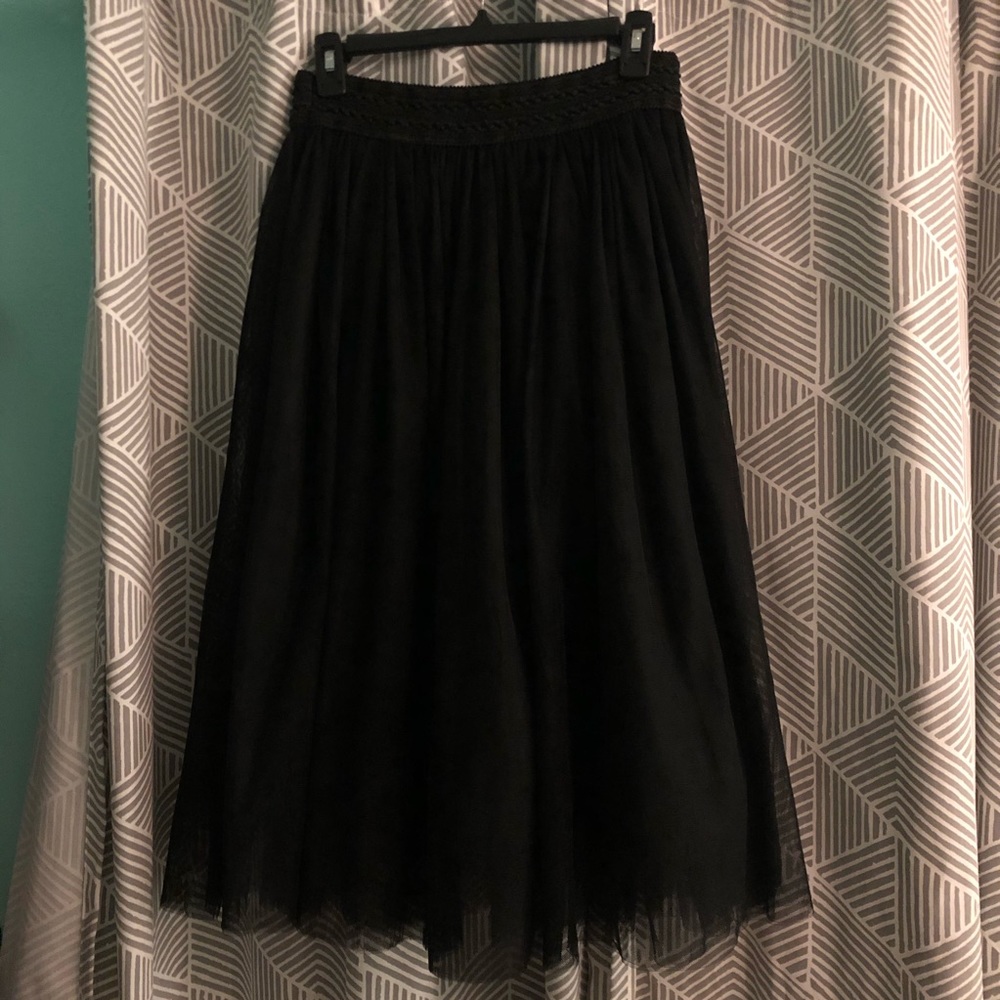 Tulle Pleated Midi Skirt